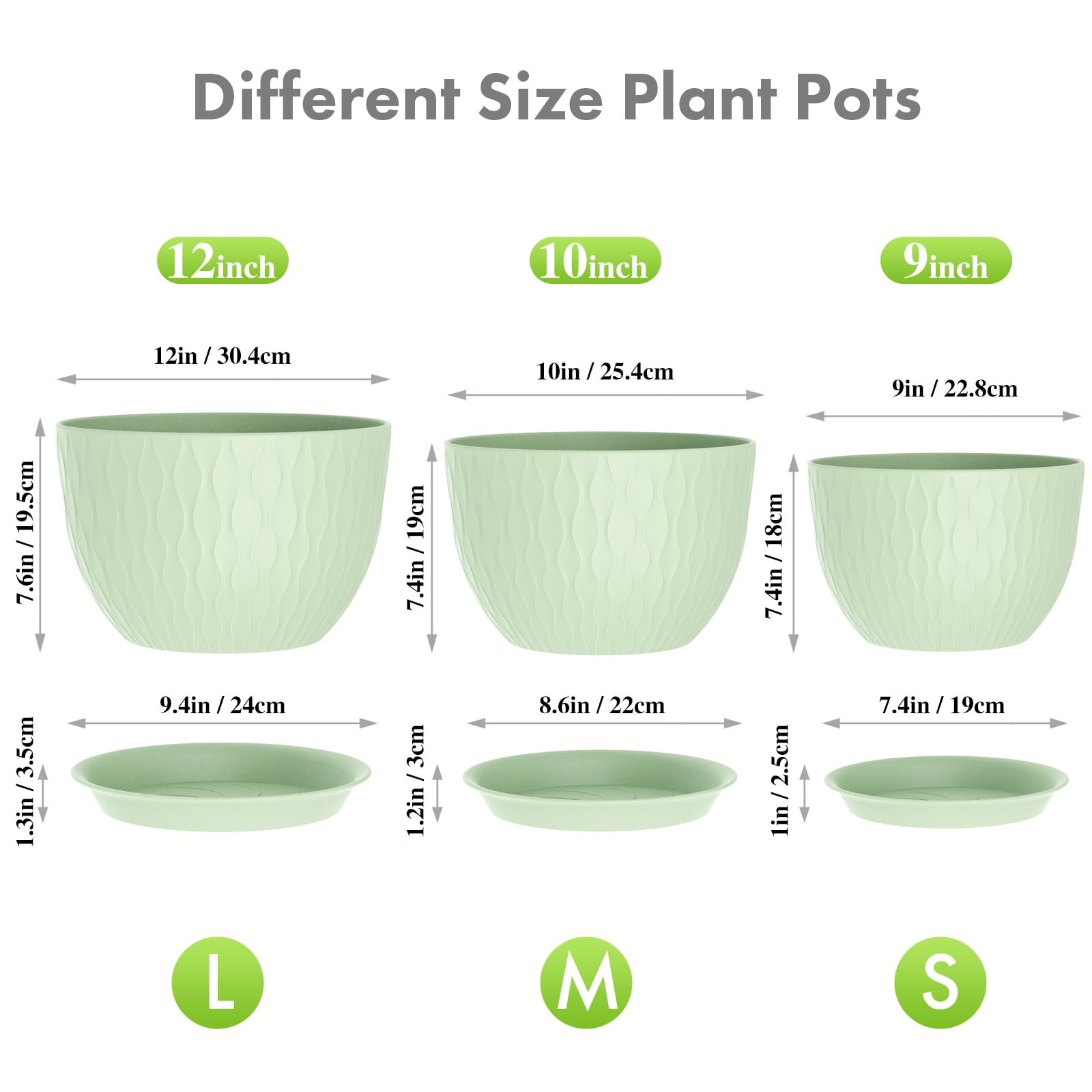 Meowell large flower pot 10-inch diameter, ideal for compact indoor plant arrangements.