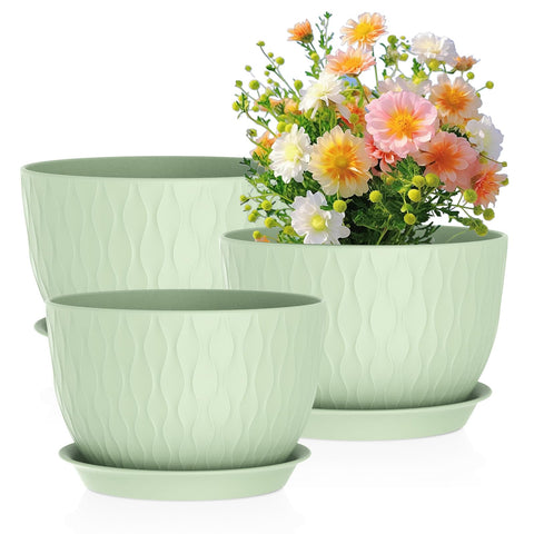 Meowell large flower pot 12-inch diameter, sturdy and lightweight for easy outdoor displays.