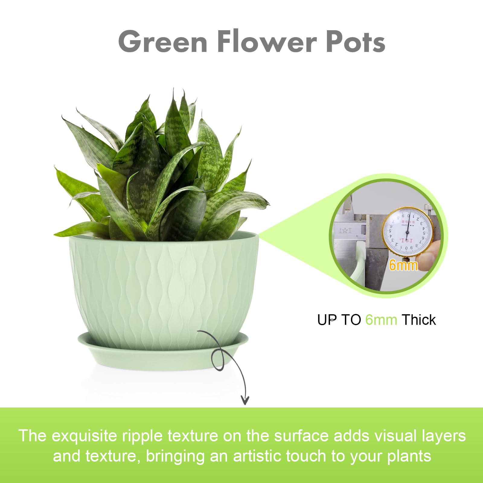 Meowell large flower pot 9-inch diameter, perfect for herbs and small houseplants.