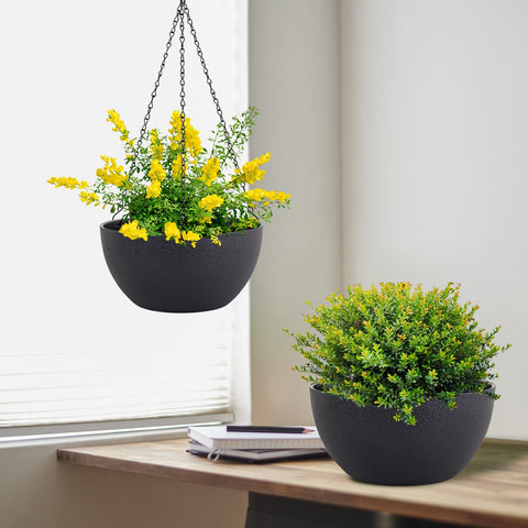 Meowell lightweight, sturdy plastic planter for durable hanging use