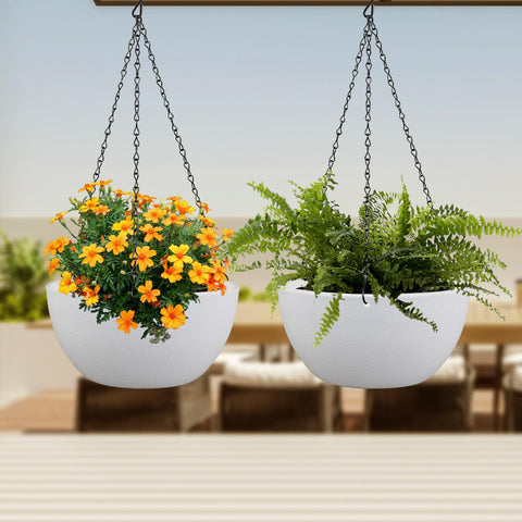 Meowell package includes two planters, two chains, and rubber plugs