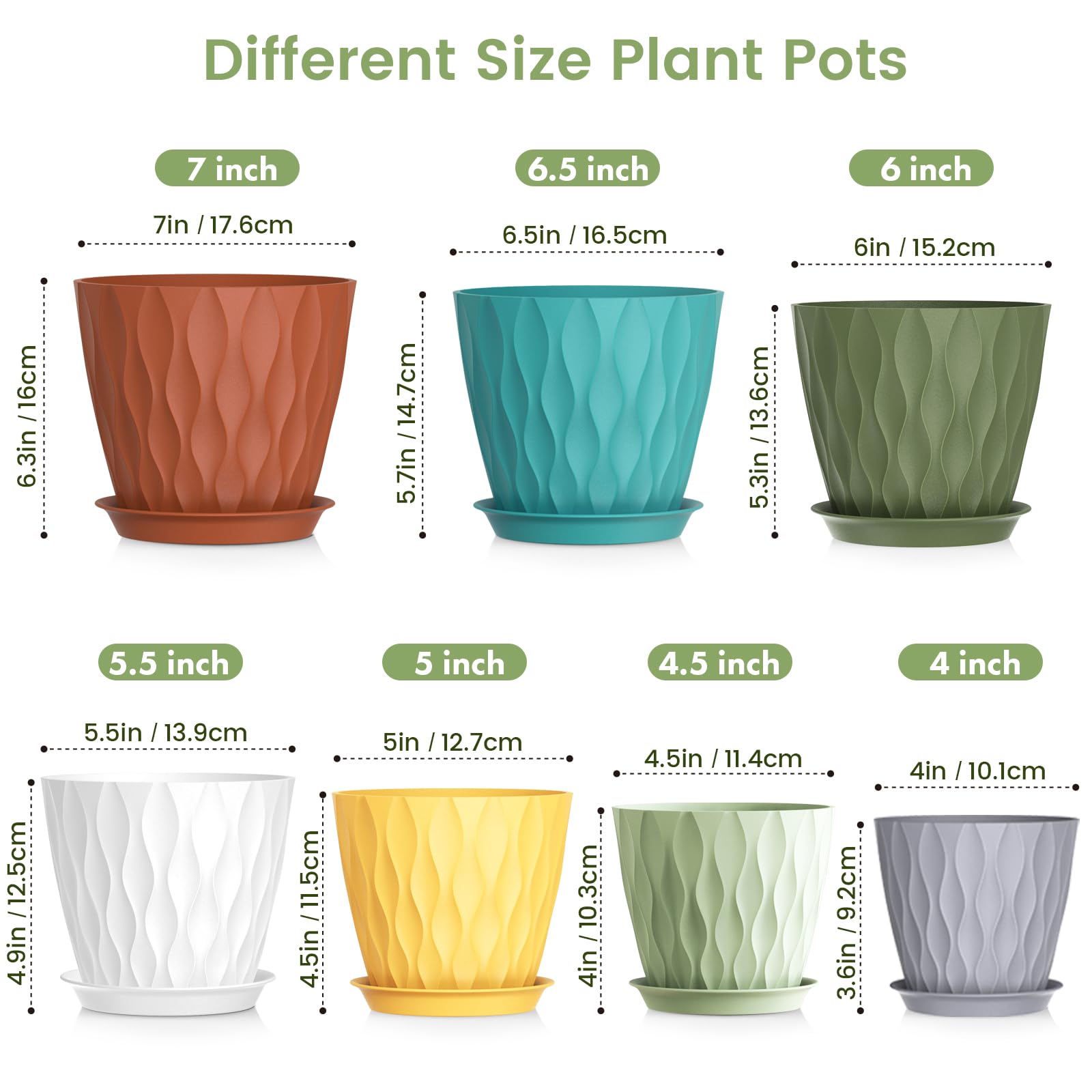 Meowell 6.5-inch plant pot with wave texture for stylish herb or succulent setups