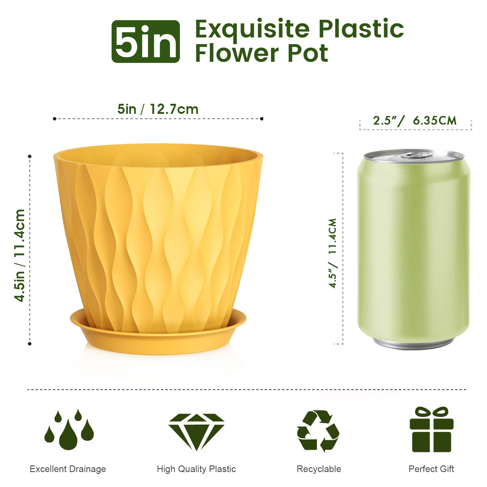 Meowell small indoor-outdoor pot with saucer keeps surfaces clean and organized