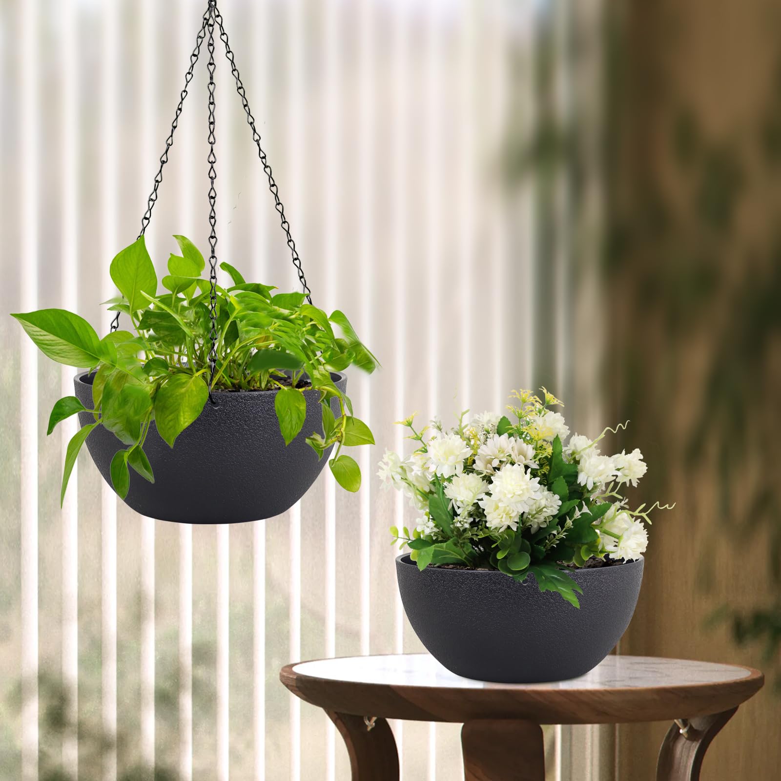 Meowell two-pack hanging planters for versatile multi-plant setups