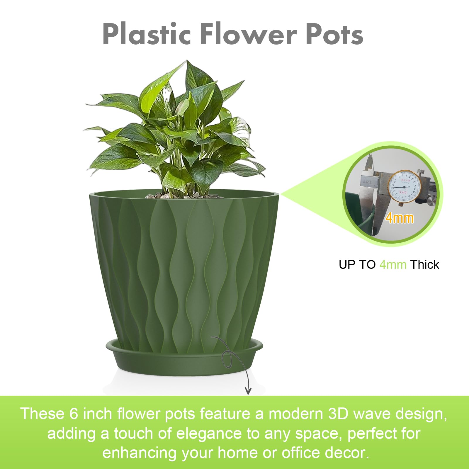 Meowell water ripple planter highlighting drainage holes and matching saucer
