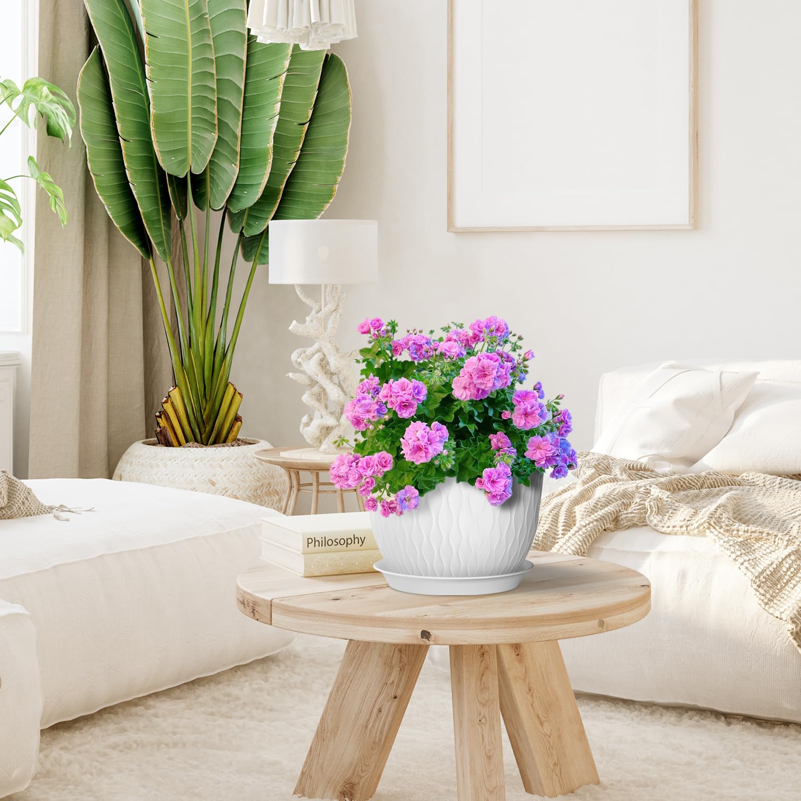 Meowell white modern design pots complement home and garden decor.
