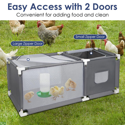 MeoWriental brooder dual-door setup for easier routine care