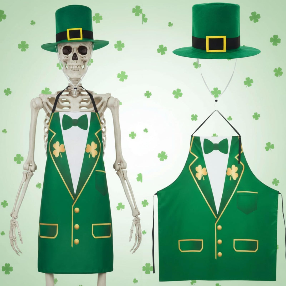 Mepase 12ft skeleton hat for St Patrick's Day yard display and festive flair