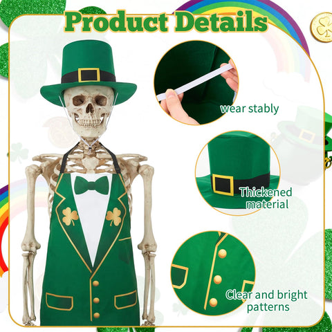Mepase Saint Patrick's Day skeleton outfit on a towering figure in a yard