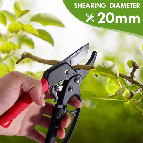 Heavy-duty blade edge on MEPEREZ shears delivers clean cuts through thick stems.