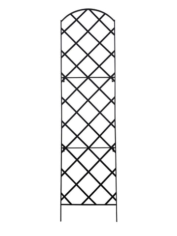 Meranti Giant Trellis 9ft arch-top left view shows sturdy steel for outdoor privacy