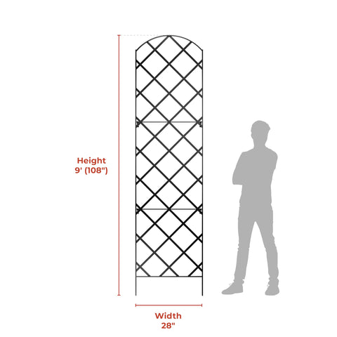 Meranti Giant Trellis 9ft arch-top right view with sleek powder-coated finish
