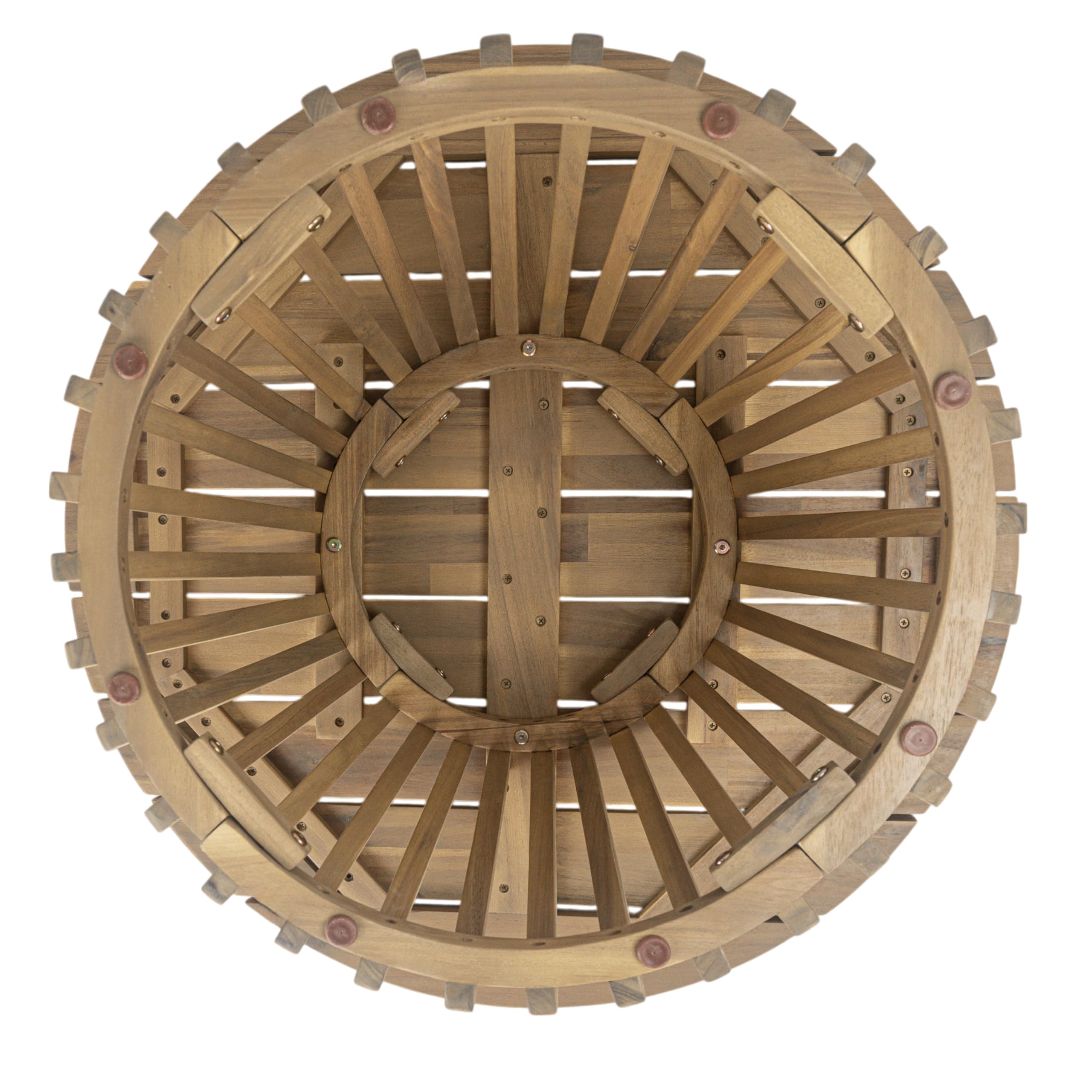 Merax acacia round table in sunlight reveals warm tones
