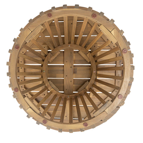 Merax acacia round table in sunlight reveals warm tones