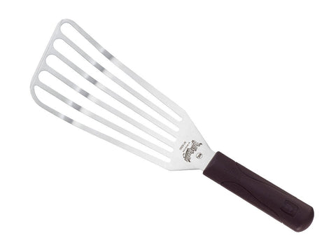 Mercer Culinary Hell's Handle large fish turner front view with cool-touch grip.