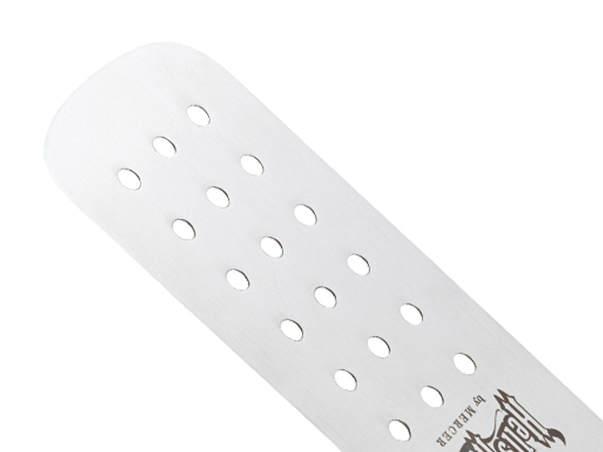 Mercer Hell's Handle perforated turner blade edge with precision-ground stainless steel for flexible, sturdy turning