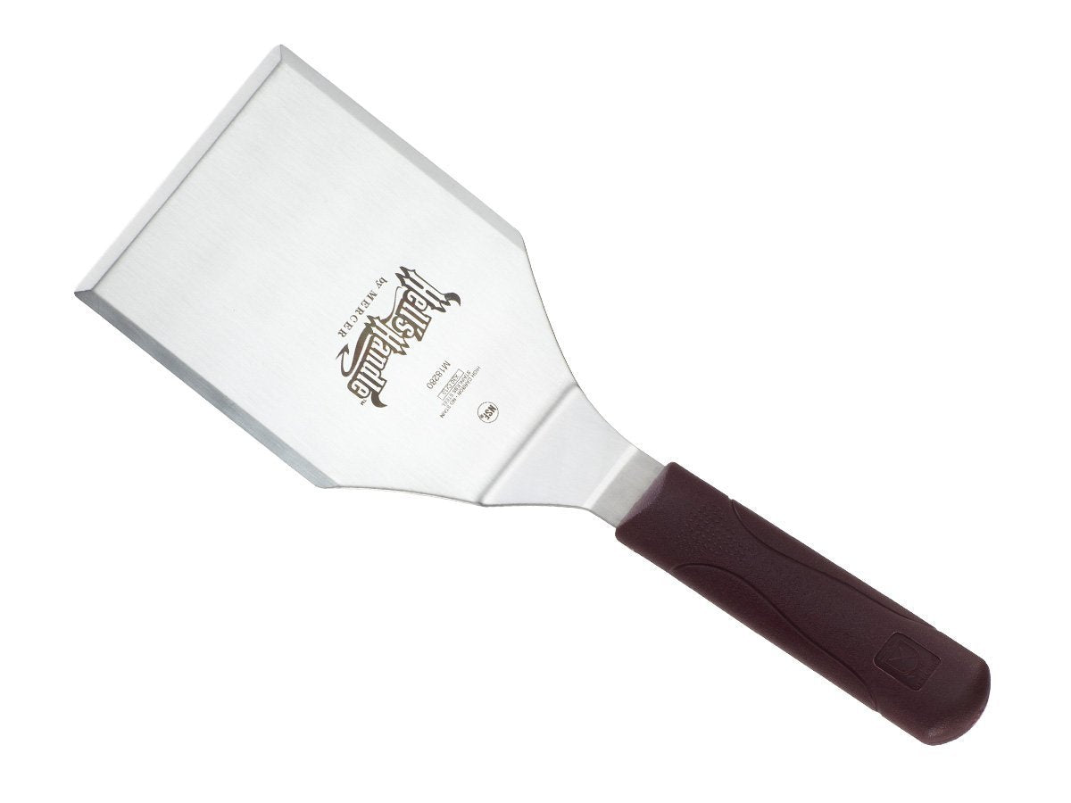 Mercer Hell's Handle heavy-duty turner with cool-touch grip for safe flipping.