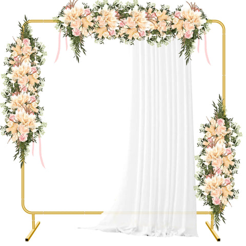 Mercijzyasang metal wedding arch stand 6.6ft frame creates an elegant ceremony backdrop.