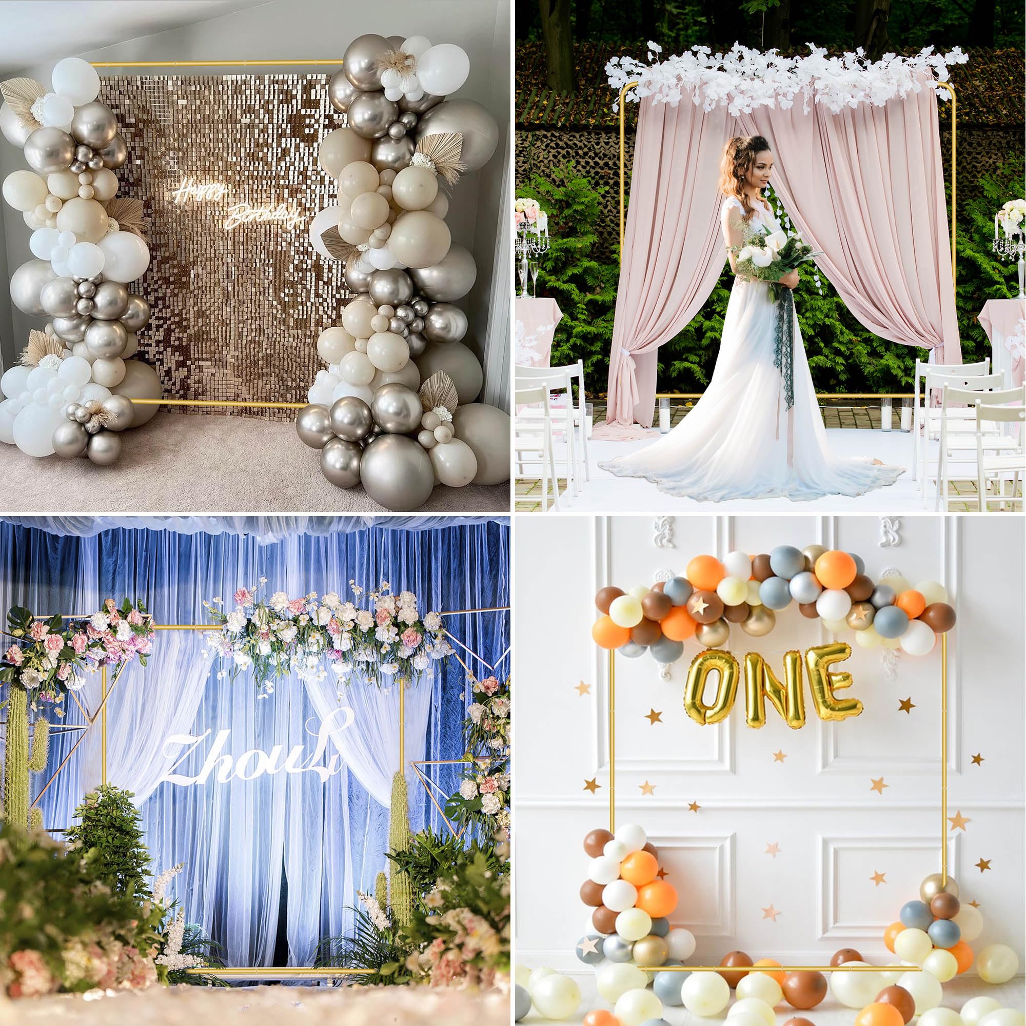 Mercijzyasang wedding decor arch enhances ceremony or cake table backdrop.