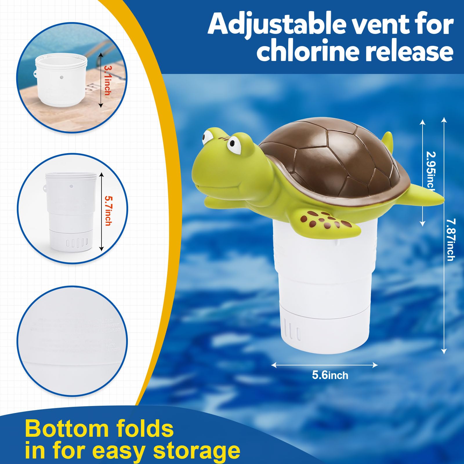 Merkia pool chlorine floater adjustable flow control to customize dosing