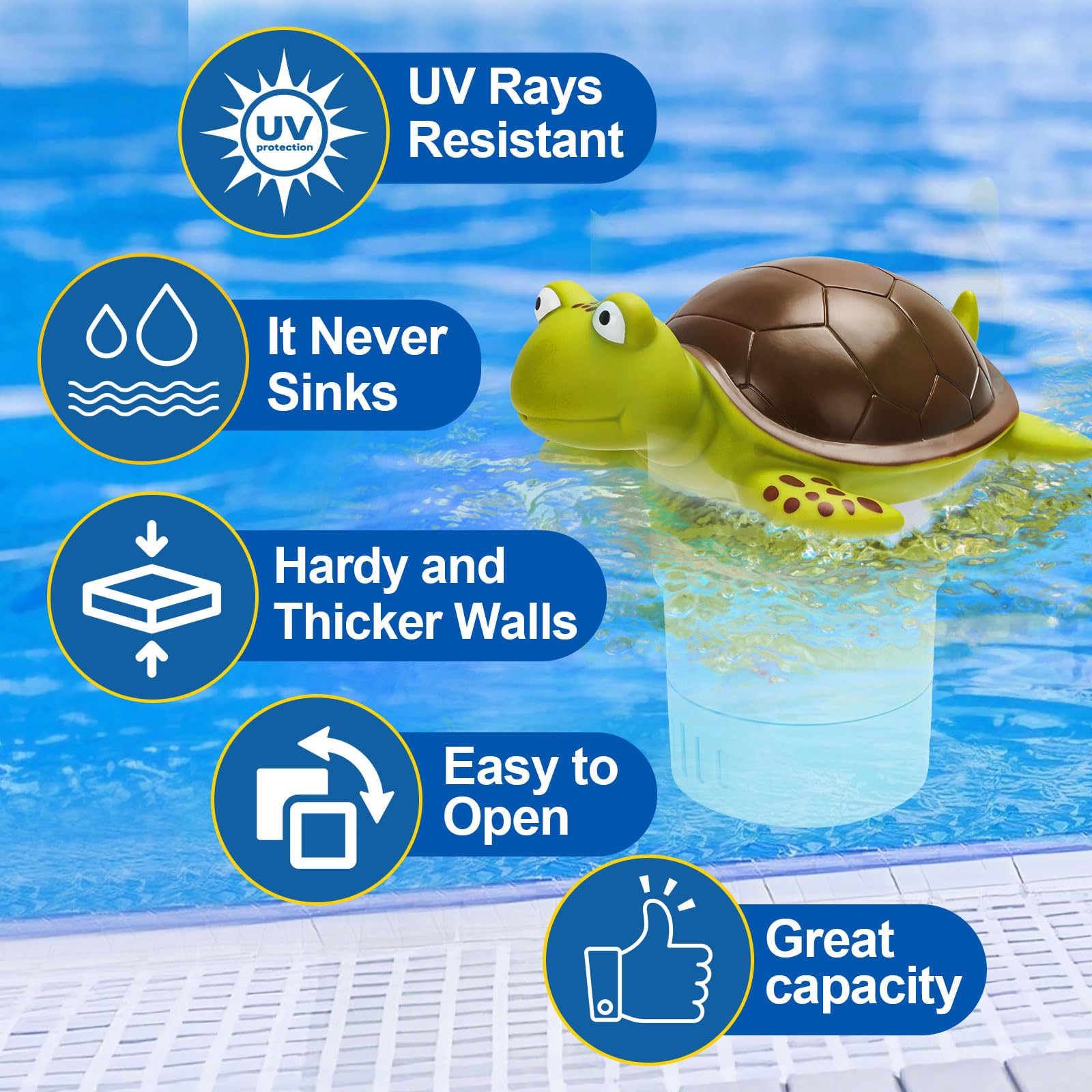 Merkia pool chlorine floater top vacuum design stays on surface during dispersion