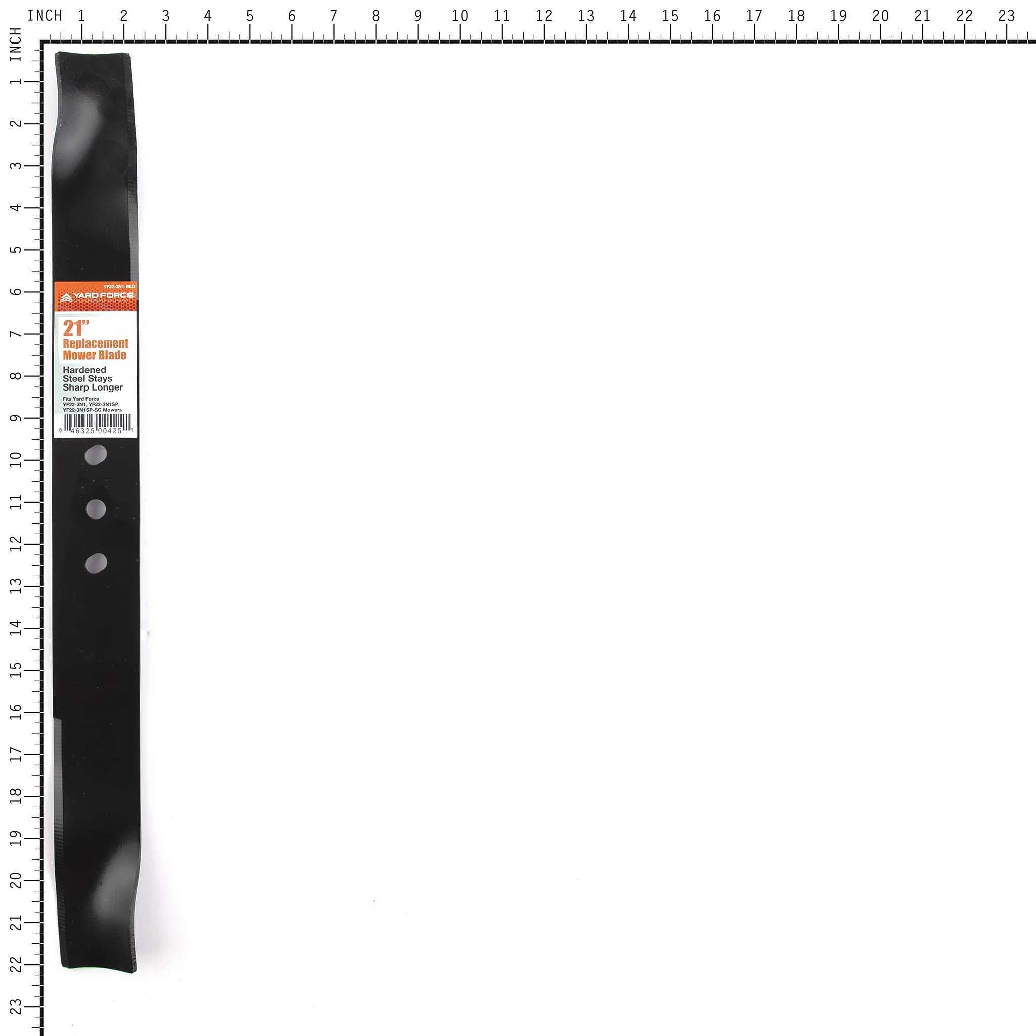 Merotec Yard Force 21in 3N1 blade with dimensions for compatibility check