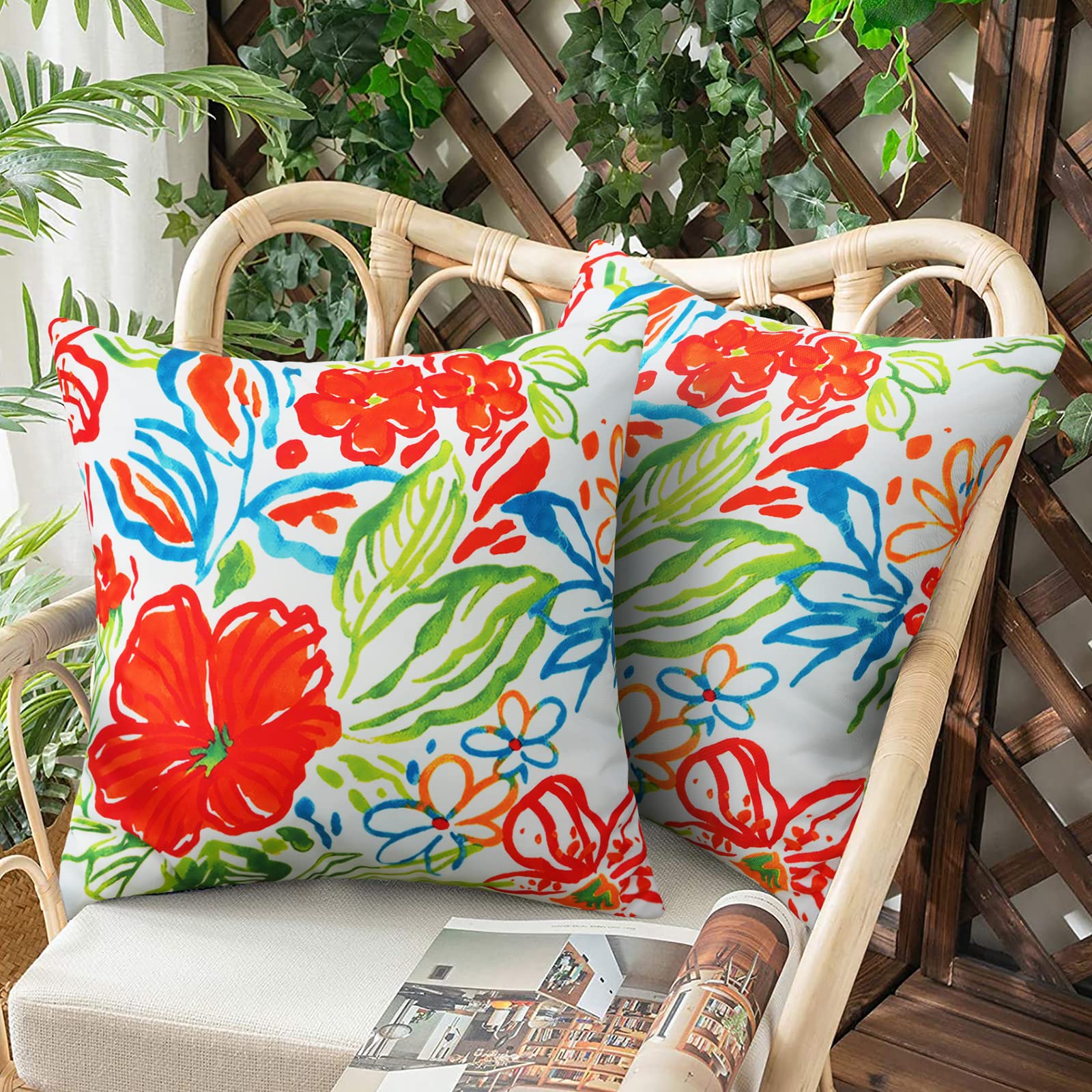 Merrycolor outdoor pillow cover 18x18 with floral double-sided design for patio decor