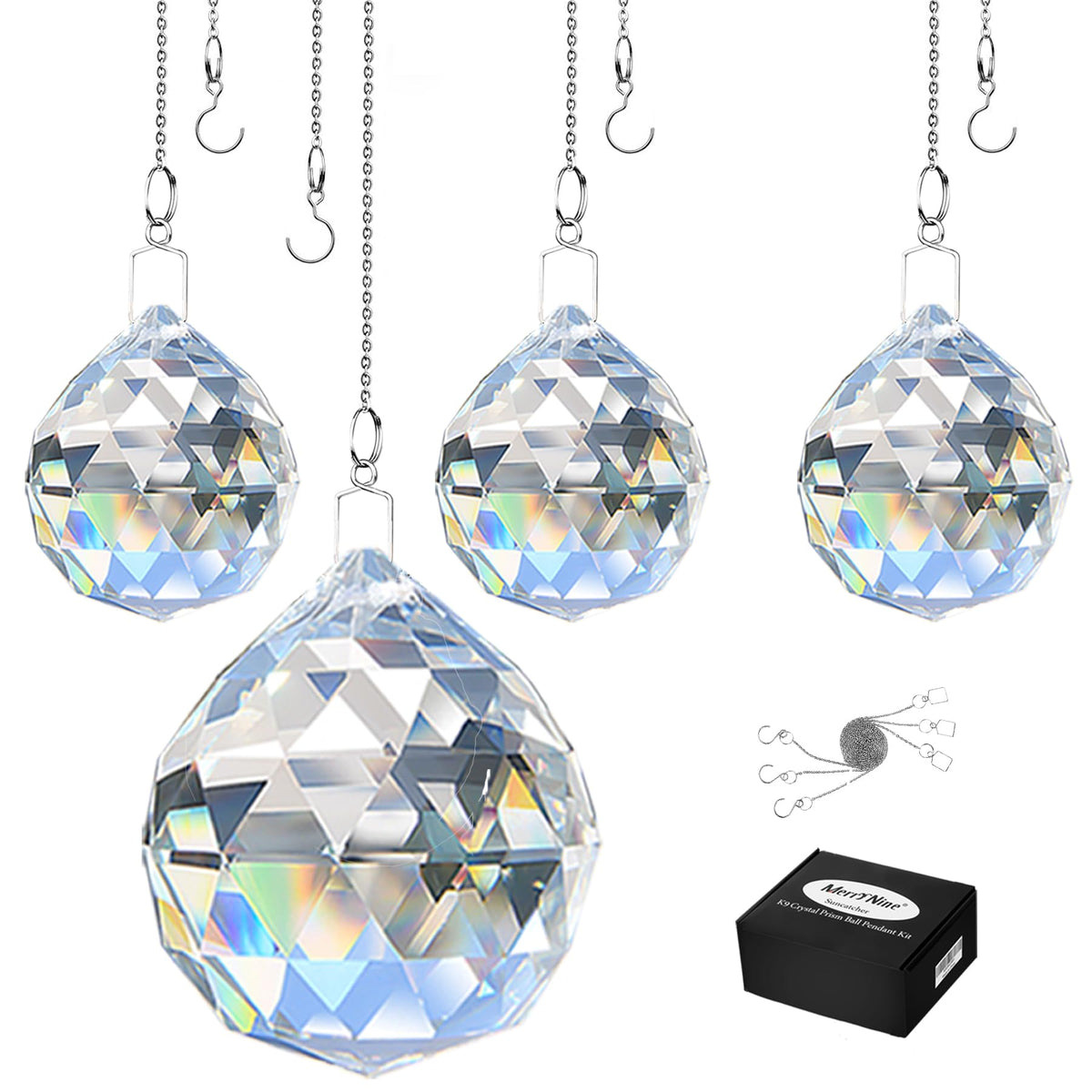 MerryNine 30mm crystal ball prism hanging casts vivid rainbows in sunlit windows