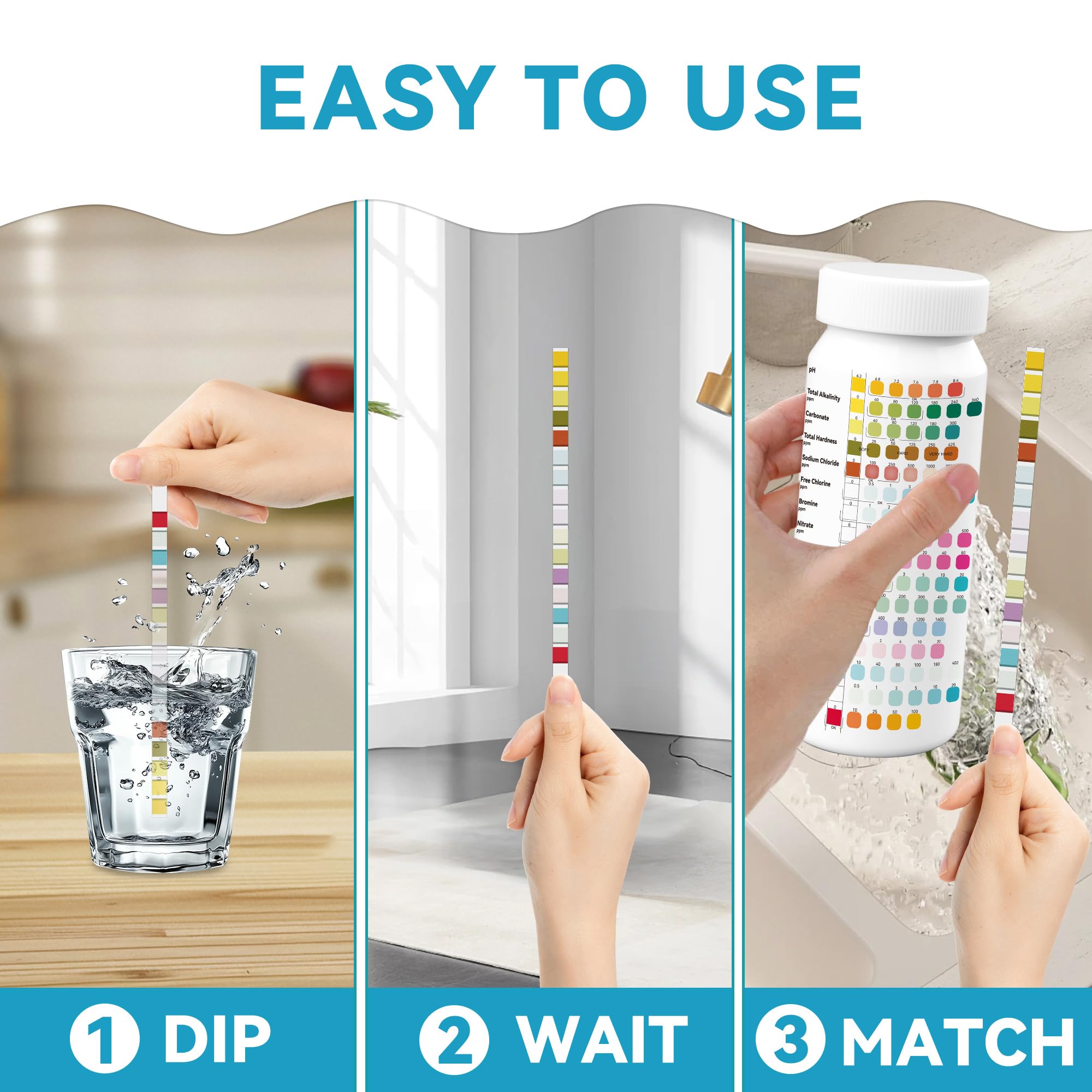 Merydi 16-in-1 water test strips check hardness for appliances