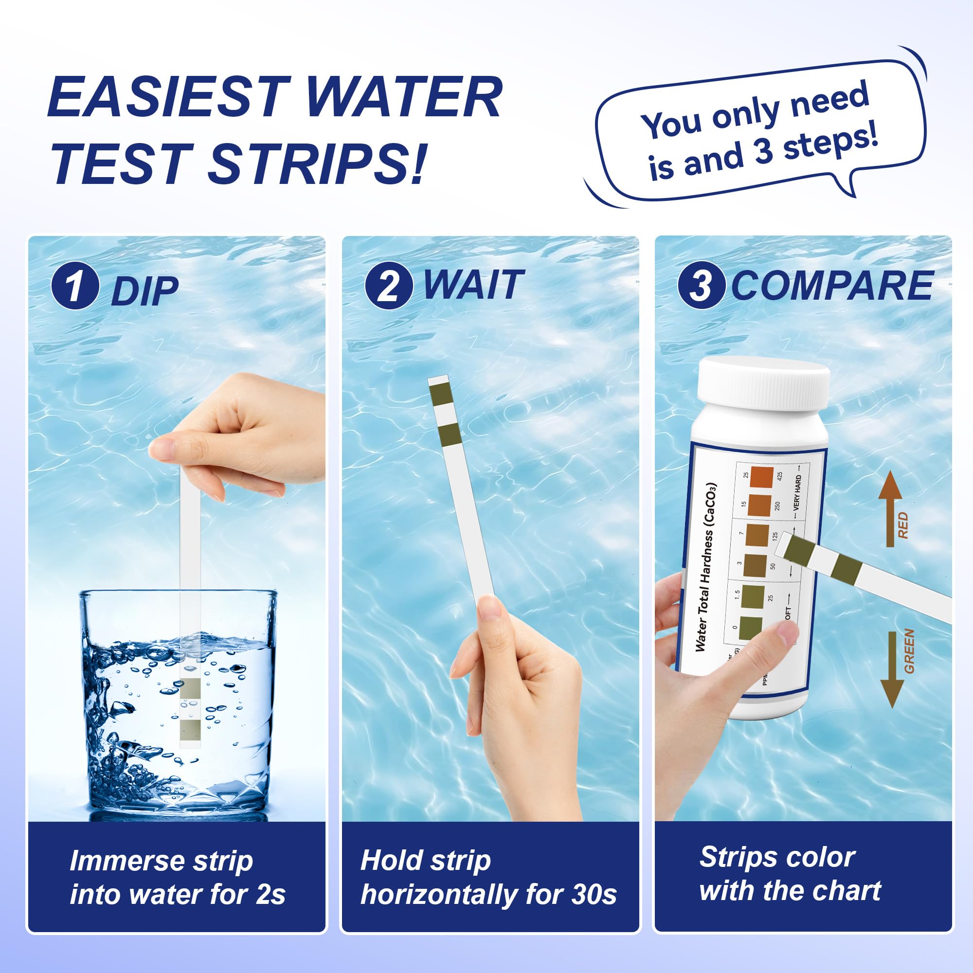 Merydi test tube and strips ready for quick at-home measurements.