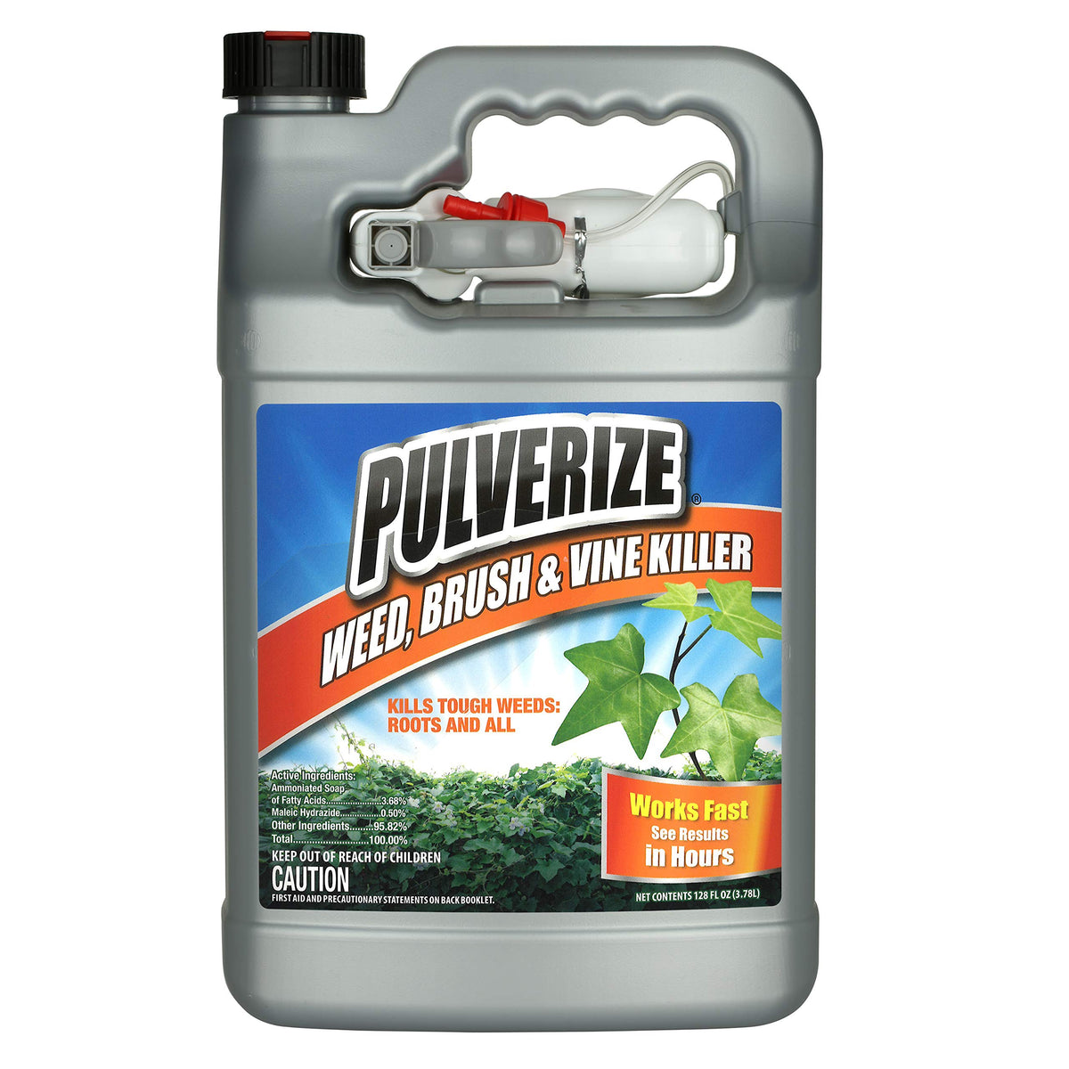 Messinas Pulverize bottle pour showing ready-to-use weed control.
