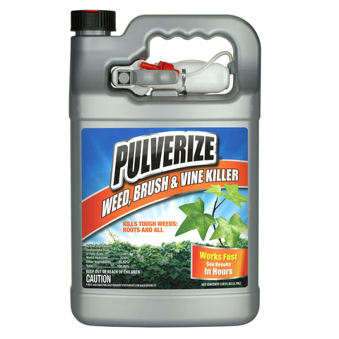 Messinas Pulverize bottle pour showing ready-to-use weed control.