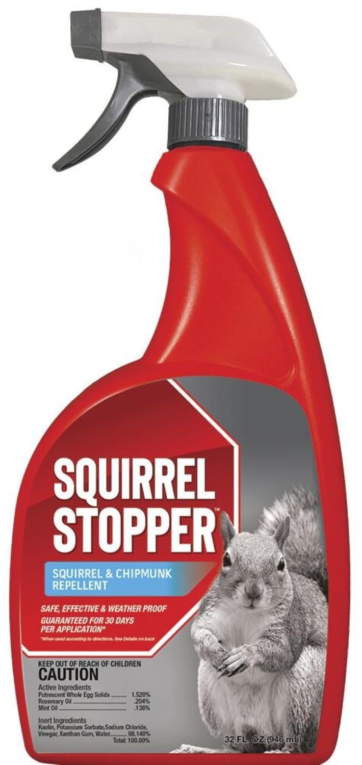 Messinas Squirrel Stopper bottle pour deters squirrels around gardens and feeders.