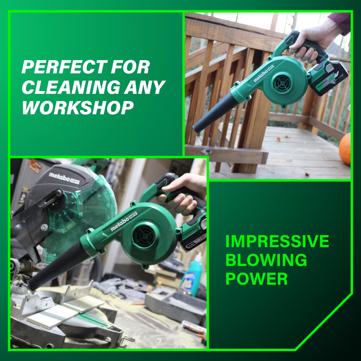 Metabo HPT RB18DCQ4 rubber nozzle attached for focused airflow