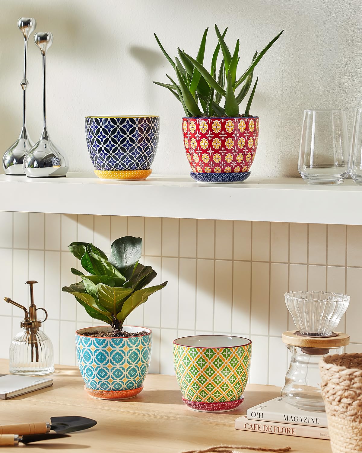Metahom 4.9-inch planter set designed for succulents and small plants.