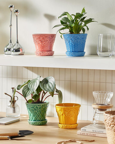 Metahom four-pot set sized 4.9 inches fits small indoor plants.