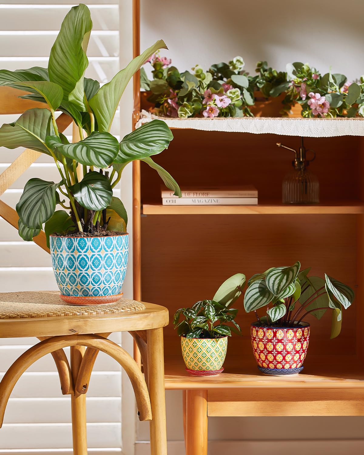 Metahom planter with saucer guards surfaces from water marks.