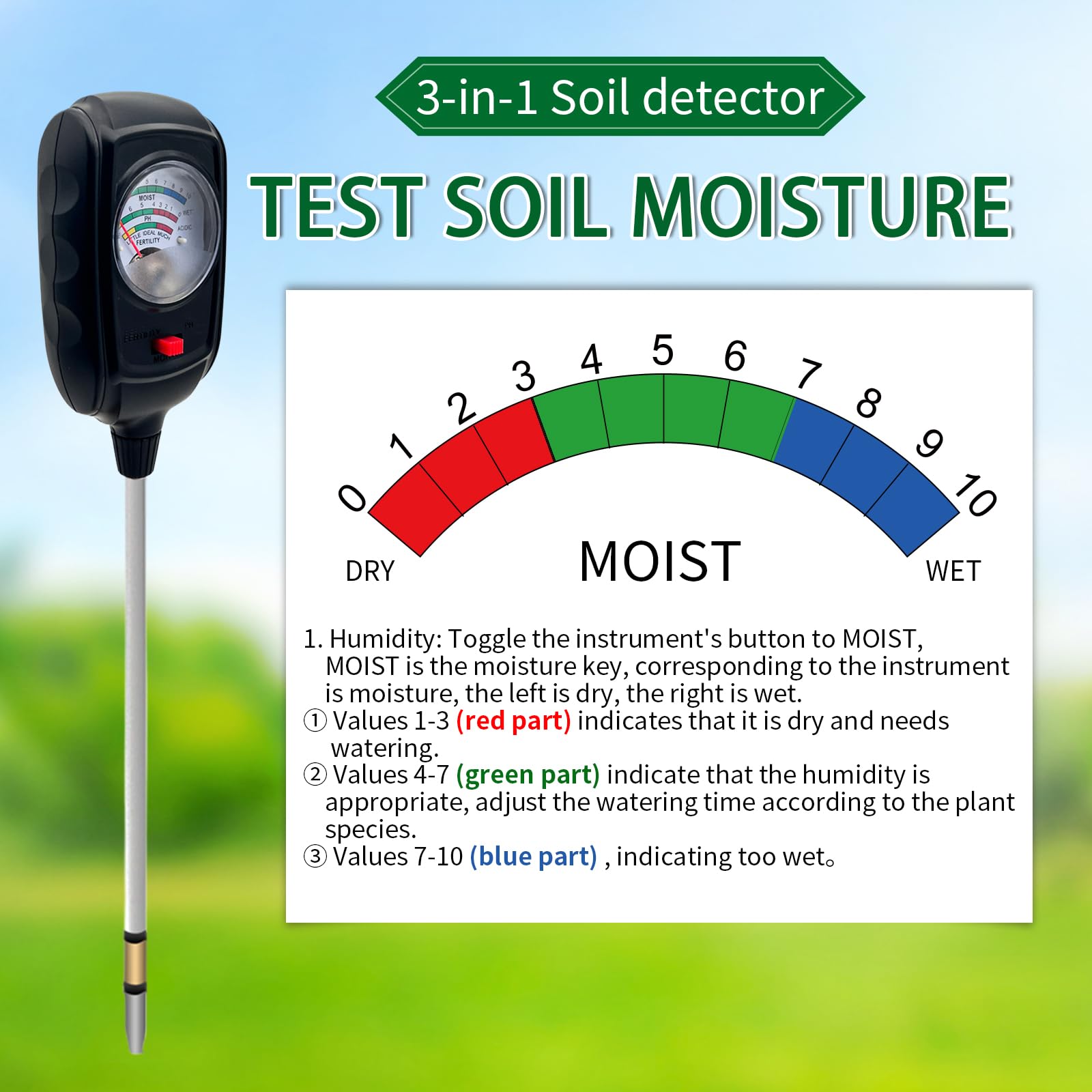 Metellme soil pH test scale shows acidity level for optimal growth