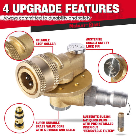 Meteor Blast brass valve core with multiple O-rings for durable rotation