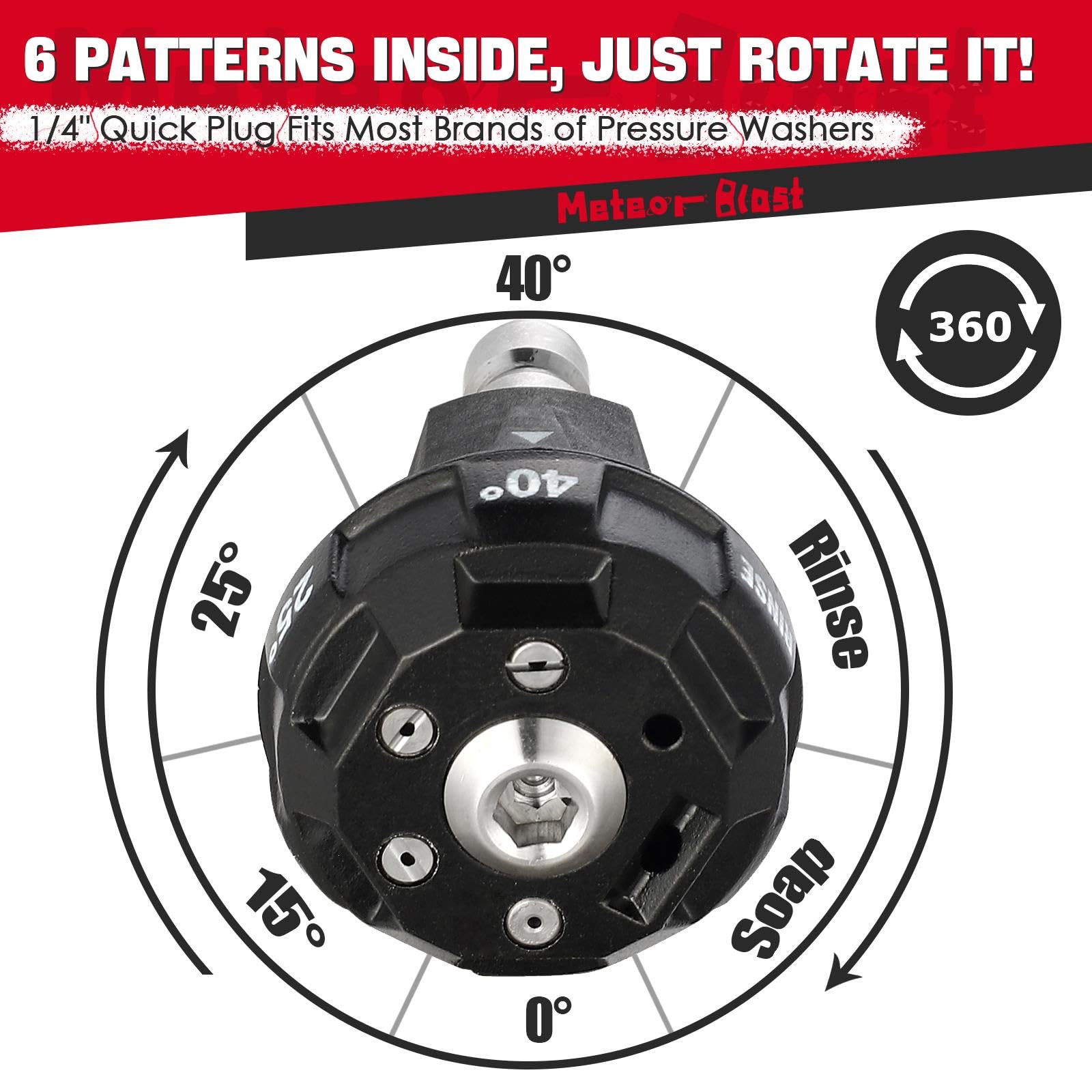 Meteor Blast lightweight, durable nozzle head design reducing fatigue during cleaning.