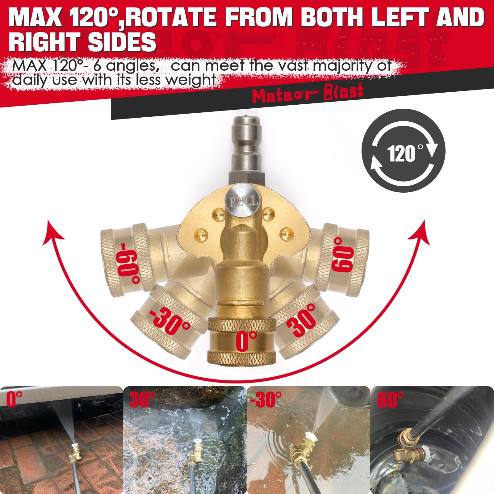 Meteor Blast Pivoting Coupler offers five angles for versatile cleaning.