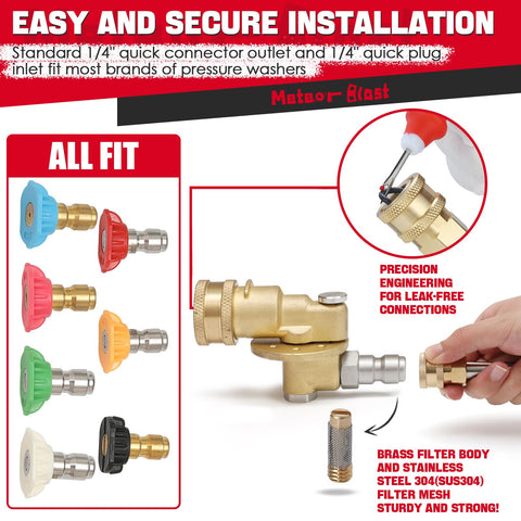 Meteor Blast 1/4" quick connect inlet and outlet connections