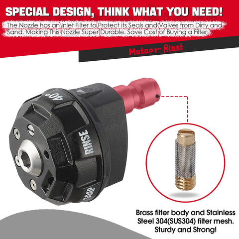 Stainless steel swivel base on Meteor Blast enables smooth cleaning motion.