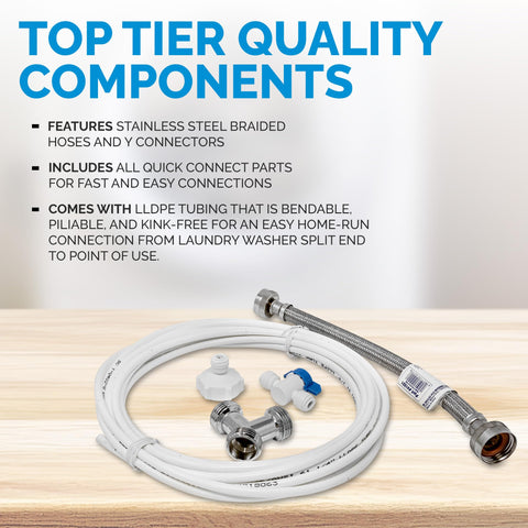 Metpure water supply hose kit ensures tidy, reliable connections.