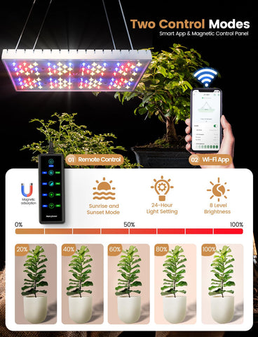 MetryGrow light supports hanging or standing with adjustable 1-inch steel poles.