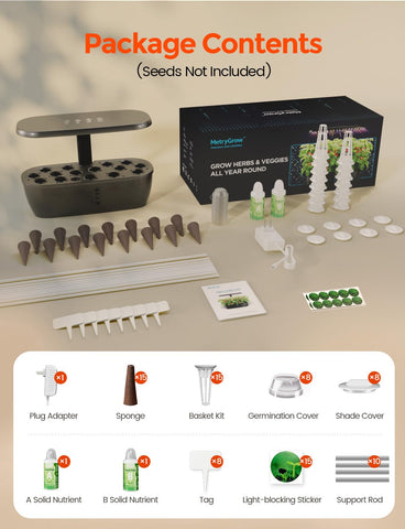 MetryGrow MG-15 complete kit includes all setup essentials.