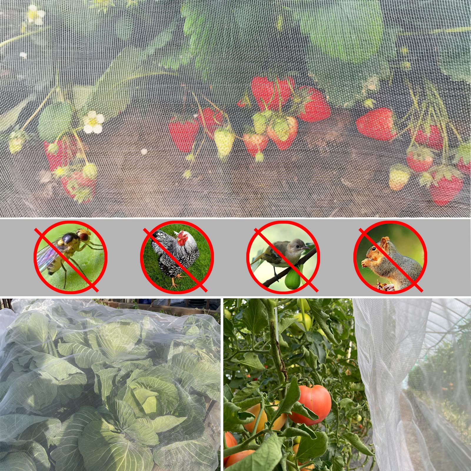 Meuallikit garden netting closeup shows fine mesh that blocks insects while allowing airflow
