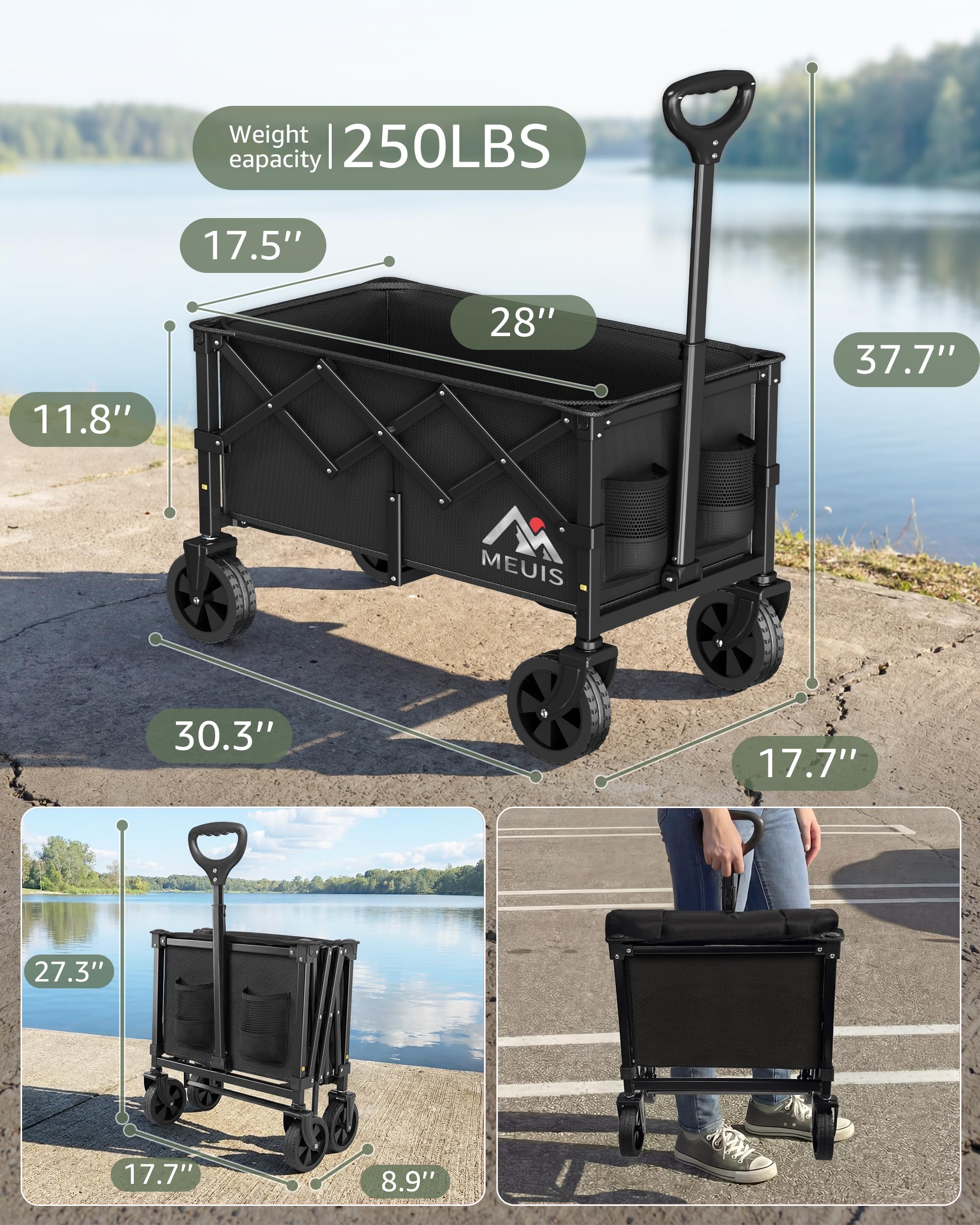 MEUIS collapsible wagon assembled and ready to roll