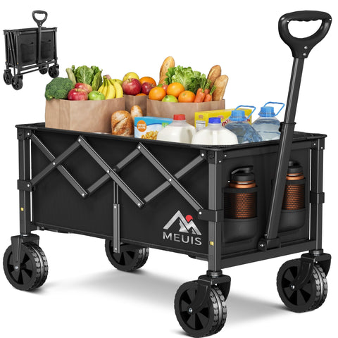 MEUIS collapsible wagon folded flat for compact storage and quick setup