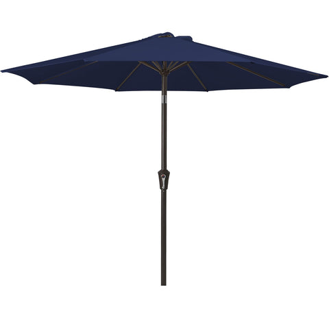 MEWAY 9ft patio umbrella front view in navy fabric offering stylish shade.